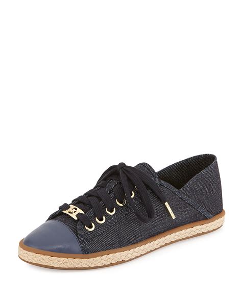 jeans blue lace up michael kors espadrille sneakers kristy|MICHAEL KORS KRISTY Slide lace.